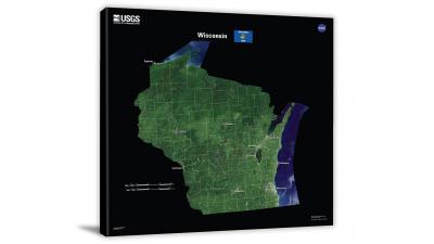 Wisconsin-USGS Landsat Mosaic, 2022 - Canvas Wrap