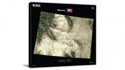 Wyoming-USGS Landsat Mosaic, 2022 - Canvas Wrap