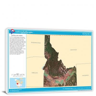 Idaho-National Atlas Satellite View, 2022 - Canvas Wrap