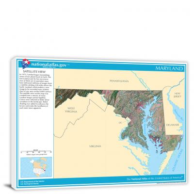 Maryland-National Atlas Satellite View, 2022 - Canvas Wrap