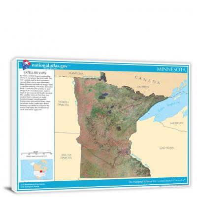 Minnesota-National Atlas Satellite View, 2022 - Canvas Wrap