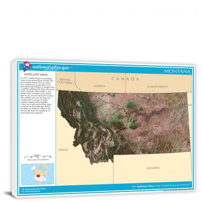 Montana-National Atlas Satellite View, 2022 - Canvas Wrap