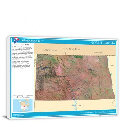 North Dakota-National Atlas Satellite View, 2022 - Canvas Wrap