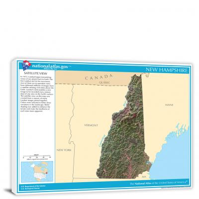 New Hampshire-National Atlas Satellite View, 2022 - Canvas Wrap
