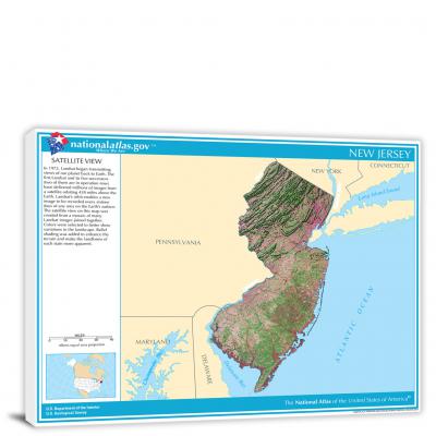 New Jersey-National Atlas Satellite View, 2022 - Canvas Wrap