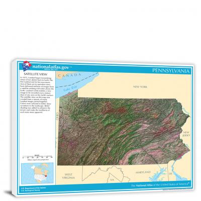 Pennsylvania-National Atlas Satellite View, 2022 - Canvas Wrap