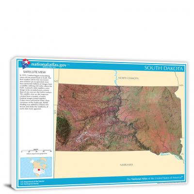 South Dakota-National Atlas Satellite View, 2022 - Canvas Wrap
