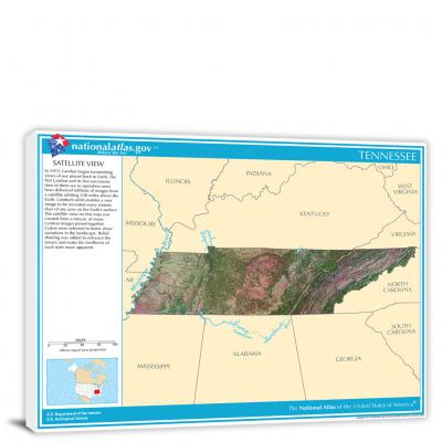 Tennessee-National Atlas Satellite View, 2022 - Canvas Wrap