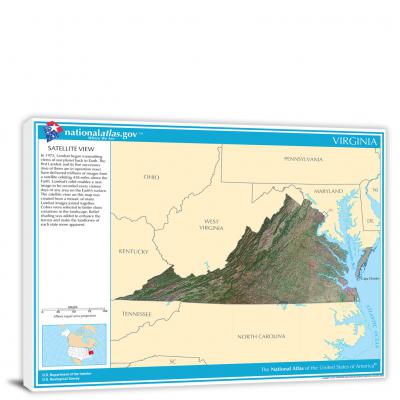 Virginia-National Atlas Satellite View, 2022 - Canvas Wrap