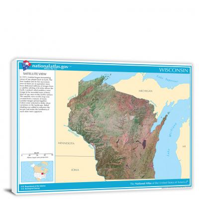 Wisconsin-National Atlas Satellite View, 2022 - Canvas Wrap