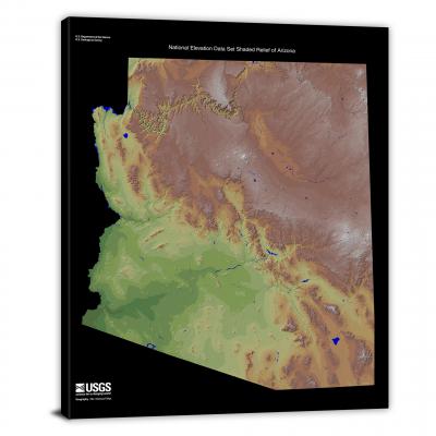 Arizona-USGS Shaded Relief, 2022 - Canvas Wrap