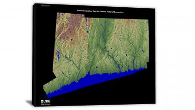 Connecticut-USGS Shaded Relief, 2022 - Canvas Wrap