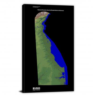 Delaware-USGS Shaded Relief, 2022 - Canvas Wrap