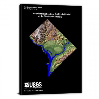 District of Columbia-USGS Shaded Relief, 2022 - Canvas Wrap