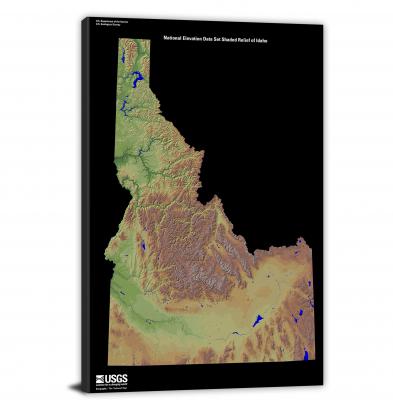 Idaho-USGS Shaded Relief, 2022 - Canvas Wrap