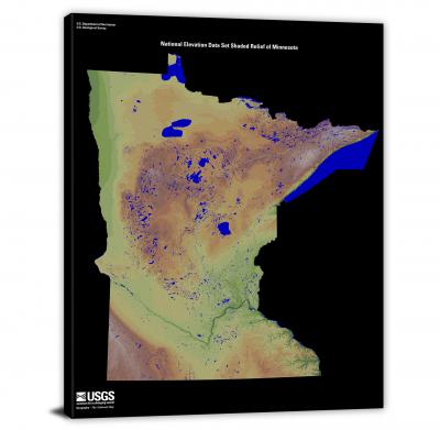 Minnesota-USGS Shaded Relief, 2022 - Canvas Wrap