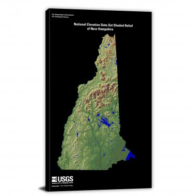 New Hampshire-USGS Shaded Relief, 2022 - Canvas Wrap
