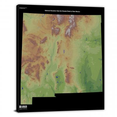 New Mexico-USGS Shaded Relief, 2022 - Canvas Wrap