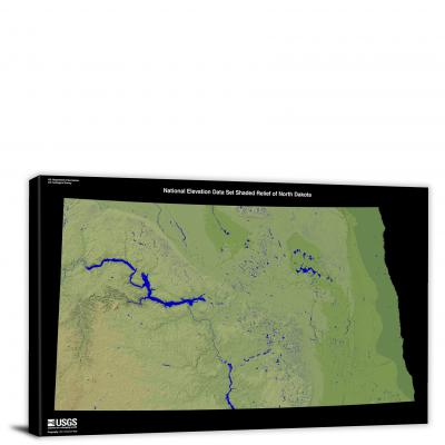 North Dakota-USGS Shaded Relief, 2022 - Canvas Wrap