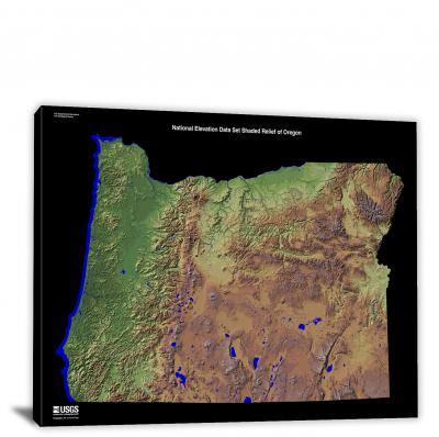 Oregon-USGS Shaded Relief, 2022 - Canvas Wrap