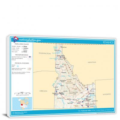 Idaho-National Atlas Reference Map, 2022 - Canvas Wrap