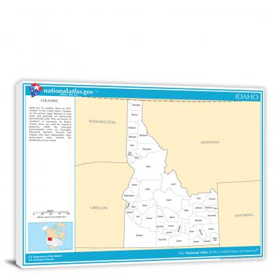 Idaho-National Atlas County Map, 2022 - Canvas Wrap
