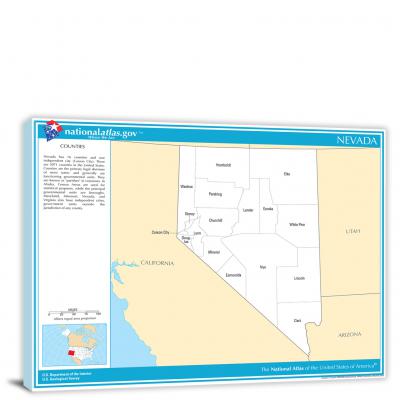 Nevada-National Atlas County Map, 2022 - Canvas Wrap
