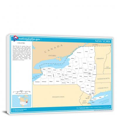 New York-National Atlas County Map, 2022 - Canvas Wrap