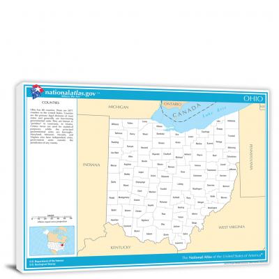 Ohio-National Atlas County Map, 2022 - Canvas Wrap