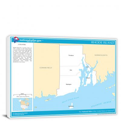 Rhode Island-National Atlas County Map, 2022 - Canvas Wrap
