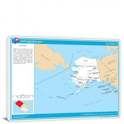 Alaska-National Atlas Counties and Selected Cities Map, 2022 - Canvas Wrap