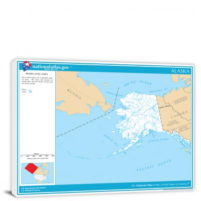 Alaska-National Atlas Rivers and Lakes Map, 2022 - Canvas Wrap