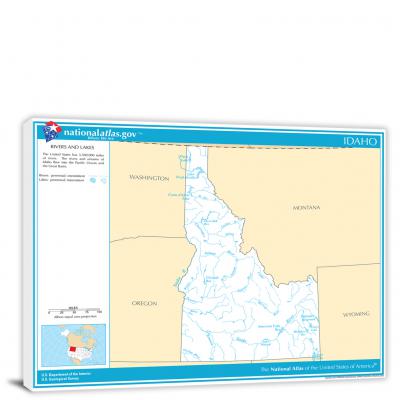 Idaho-National Atlas Rivers and Lakes Map, 2022 - Canvas Wrap