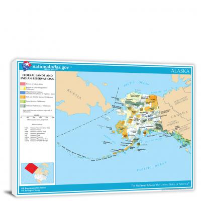 Alaska-National Atlas Federal Lands and Indian Reservations Map, 2022 - Canvas Wrap