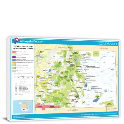 Colorado-National Atlas Federal Lands and Indian Reservations Map, 2022 - Canvas Wrap