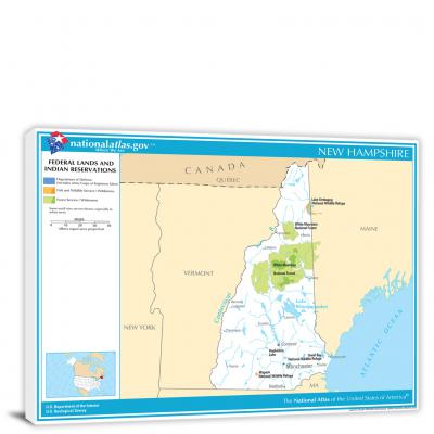 New Hampshire-National Atlas Federal Lands and Indian Reservations Map, 2022 - Canvas Wrap