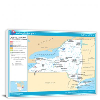 New York-National Atlas Federal Lands and Indian Reservations Map, 2022 - Canvas Wrap
