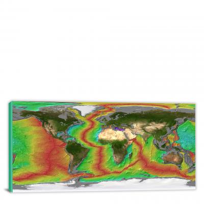 World-Age of Oceanic Lithosphere Plates-Artistic, 2008 - Canvas Wrap