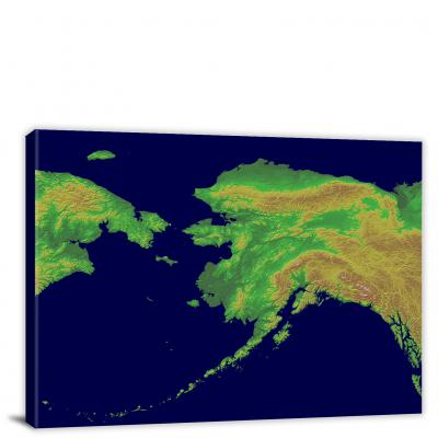 Alaska-Globe Elevations Map, 2022 - Canvas Wrap