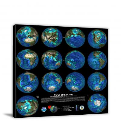 World-Views of the Globe Chart, 2006 - Canvas Wrap