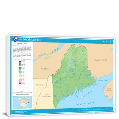 Maine-Annual Precipitation Map, 2022 - Canvas Wrap