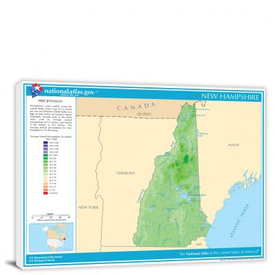 New Hampshire-Annual Precipitation Map, 2022 - Canvas Wrap
