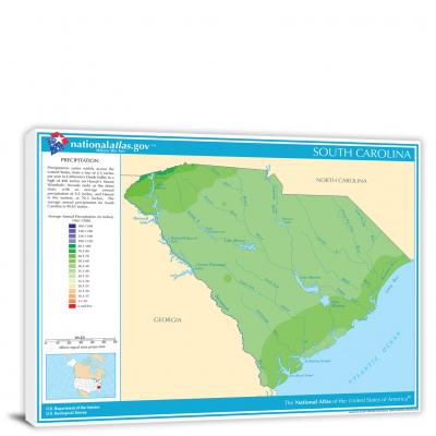 South Carolina-Annual Precipitation Map, 2022 - Canvas Wrap