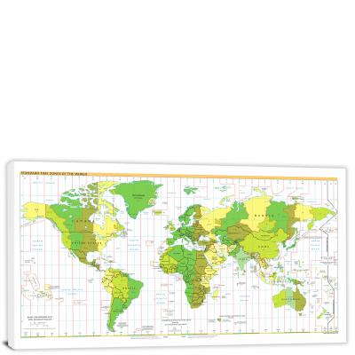 World-Time Zone Map, 2022 - Canvas Wrap