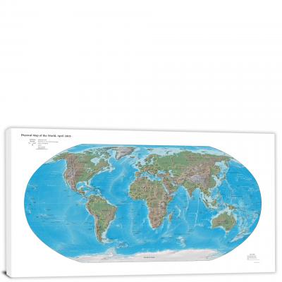 World-Physical Map, 2005 - Canvas Wrap