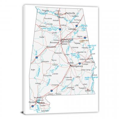 Alabama-Satellite Map, 2022 - Canvas Wrap