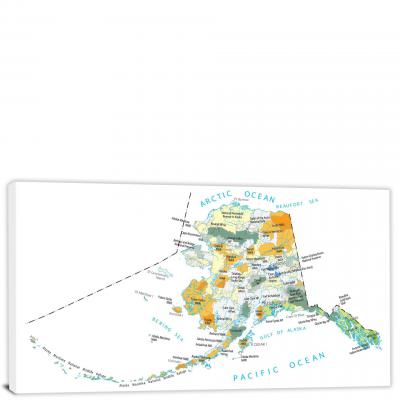Alaska-Places Map, 2022 - Canvas Wrap