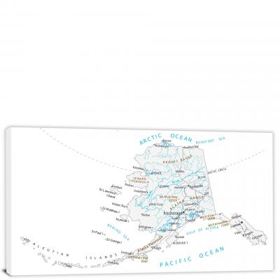 Alaska-Roads and Cities Map, 2022 - Canvas Wrap