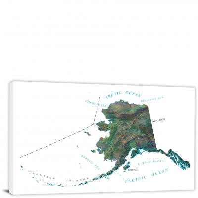 Alaska-Satellite Map, 2022 - Canvas Wrap