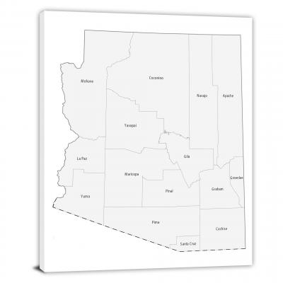 Arizona-Counties Map, 2022 - Canvas Wrap